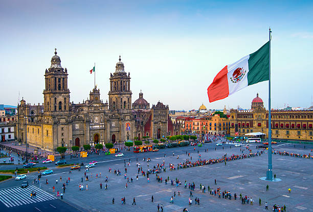 Aerial view of Mexico City, showcasing its vibrant cityscape and bustling streets. Known for its rich history and cultural heritage.